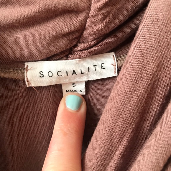 Socialite cowl neck mauve-brown dress - Picture 3 of 5